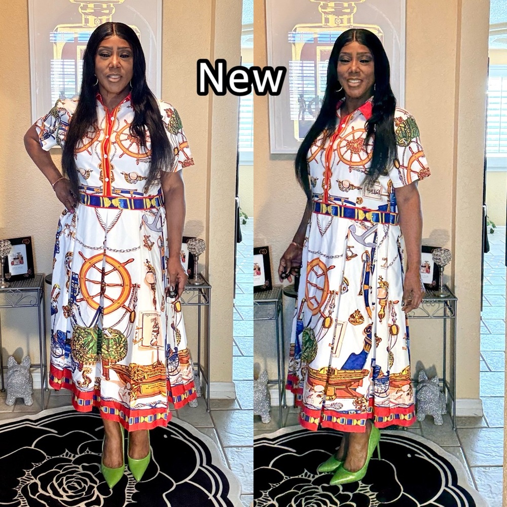 Colorful Nautical Print Midi Dress - Picture 10 of 16